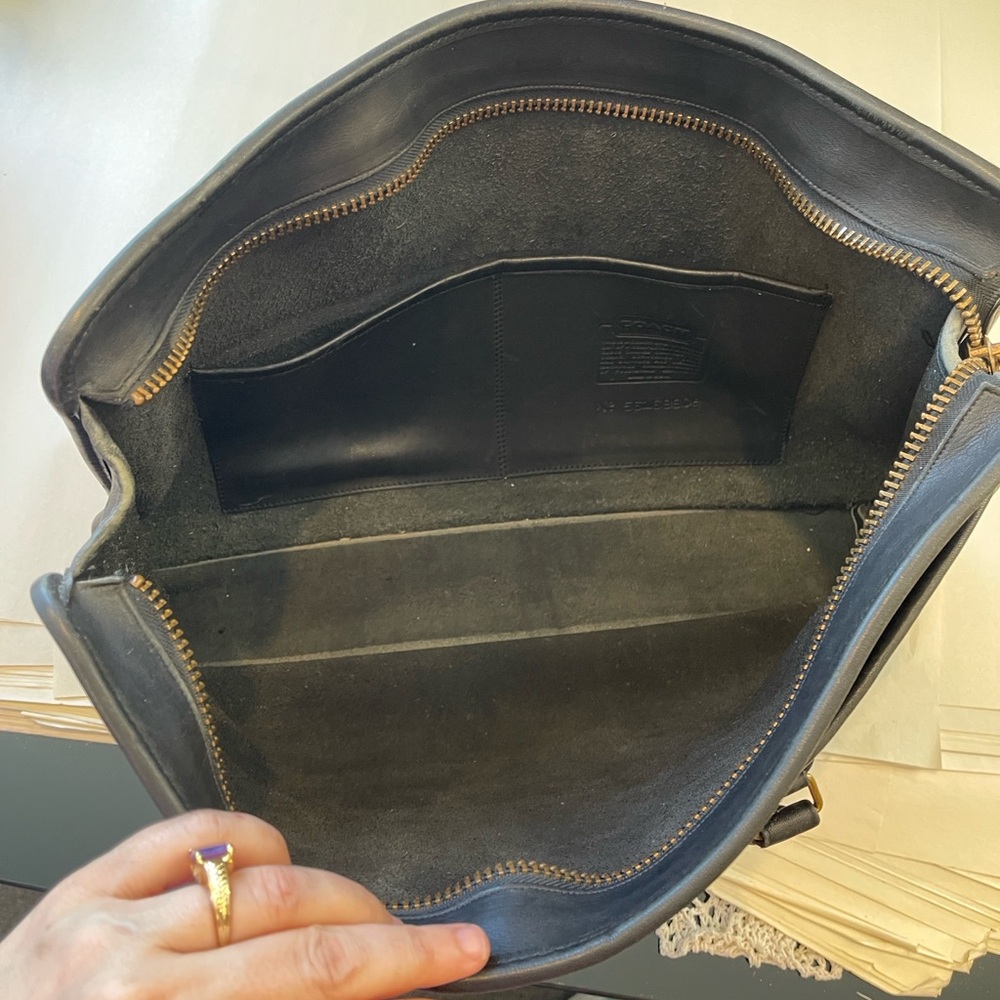 Coach VTG Black Leather Briefcase Tote Structured Top Handle Work Laptop Bag USA - Picture 10 of 17
